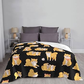 Amazon｜ブランケット たのしい 癒し系 可愛い 柴犬柄 毛布